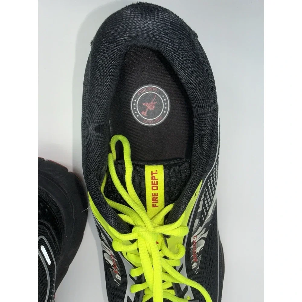 BROOKS Men's Trace Fire Dept Black Neon Yellow Running Shoes 1103881D011 Size 14
